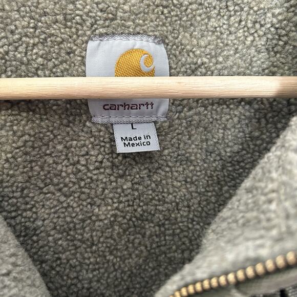 Y2K Carhartt Sherpa-Lined Vest “Army Green” V33 ARG - Picture 10 of 12